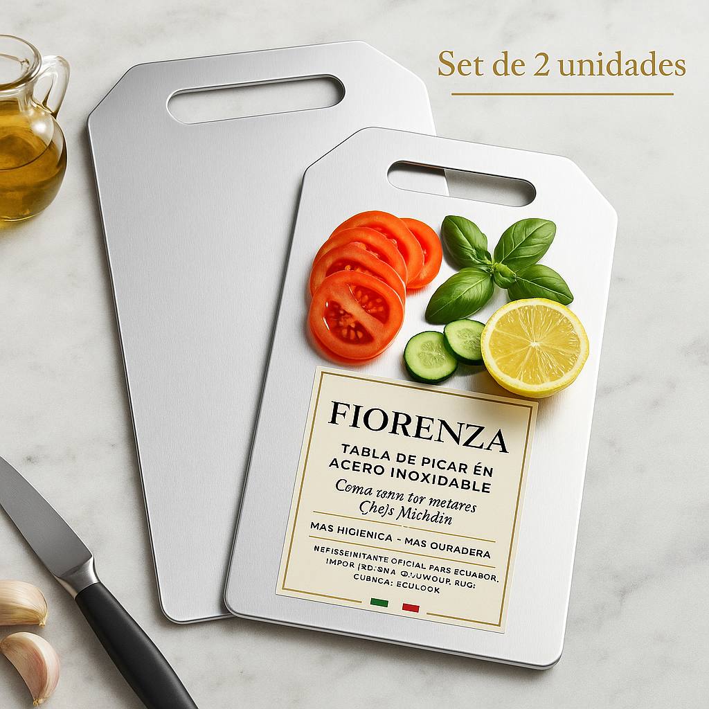 Tabla de Picar de Acero Inoxidable Premium Fiorenza® 20 × 30 cm