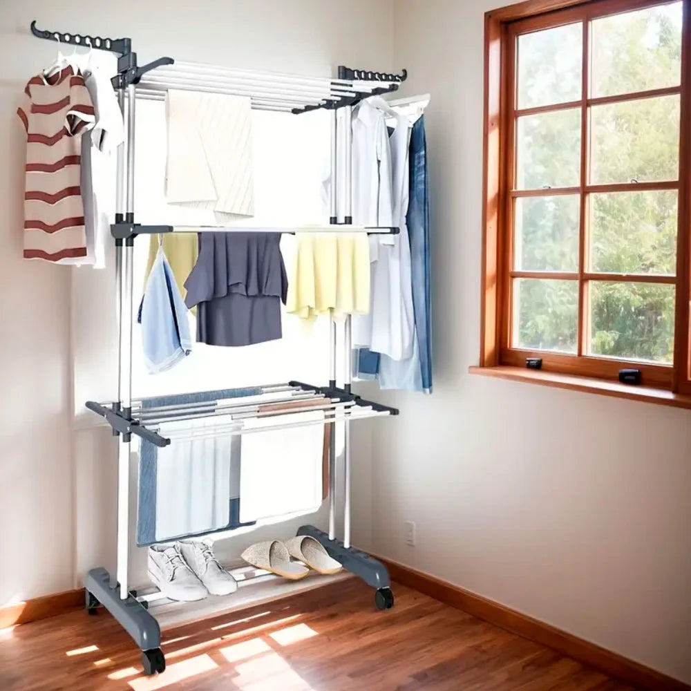 Tendedero de ropa plegable de 4 niveles