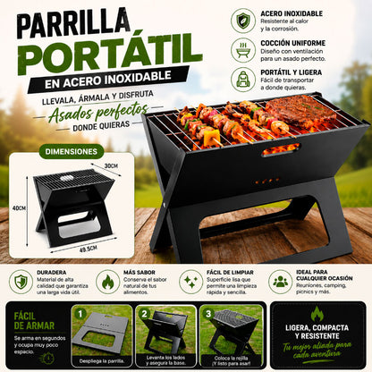 Parrilla Asadora en Acero Portatil