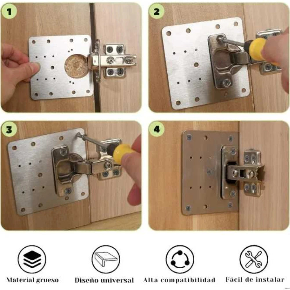 Placa de reparación metálica para gabinetes con bisagra x 4 Unidades