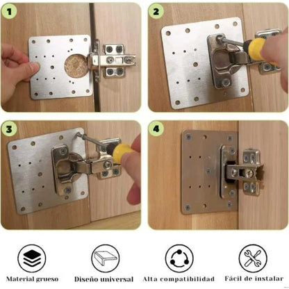 Placa de reparación metálica para gabinetes con bisagra x 4 Unidades