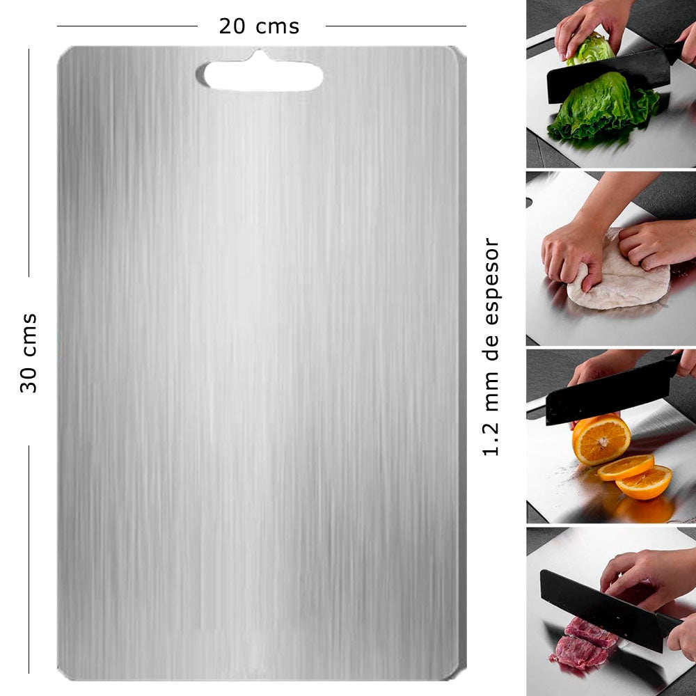 Tabla de Picar de Acero Inoxidable Premium Fiorenza® 20 × 30 cm